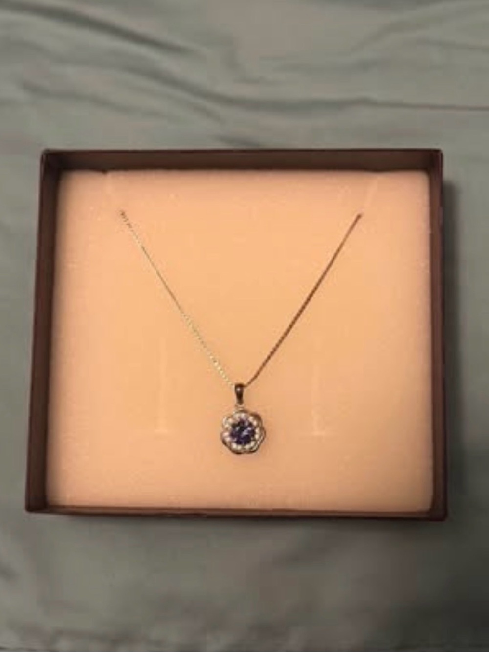 Sterling Silver Necklace with blue & white lab created sapphire